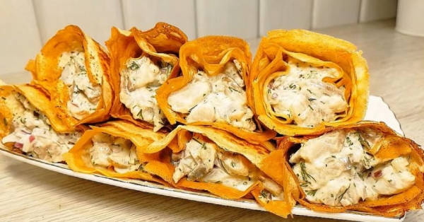 Блины с селедкой