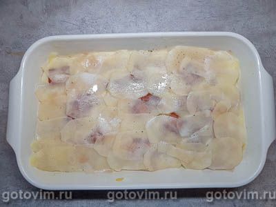 Гратен из картофеля с беконом и сыром