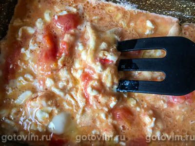 Омлет с помидором и зернистым творогом Омлет с помидором и зернистым творогом