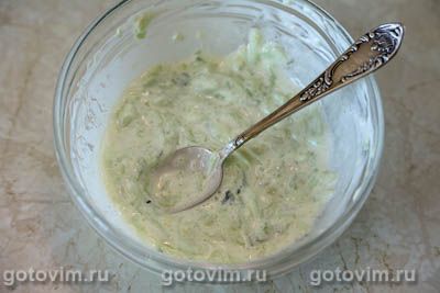 Пита с курицей, помидорами и соусом дзадзики